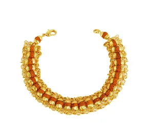 Yellow Chimes Ethnic Designer Double Layer Gold Plated Rudraksha Chain Bracelet For Men & Boys