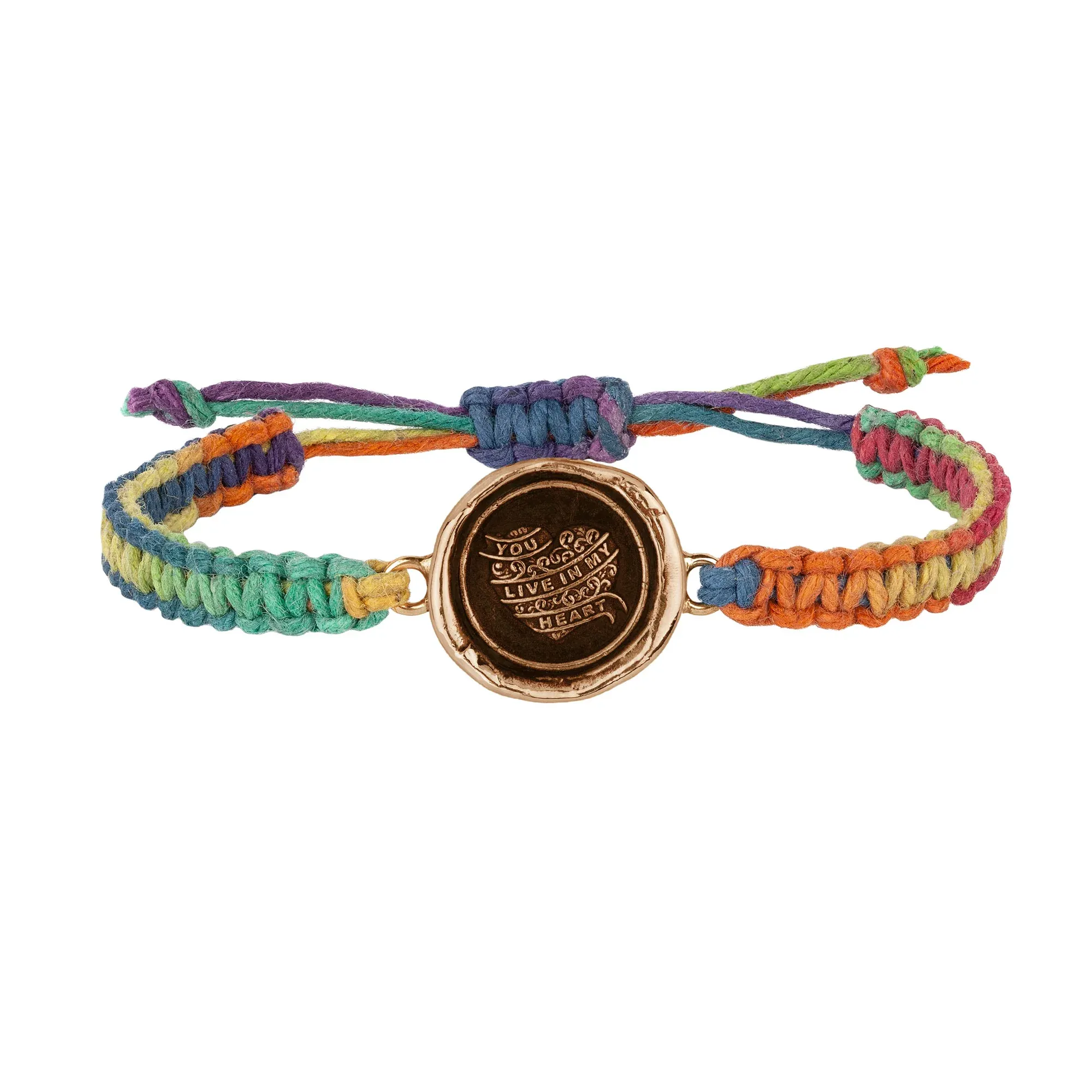 You Live in My Heart Rainbow Braided Bracelet