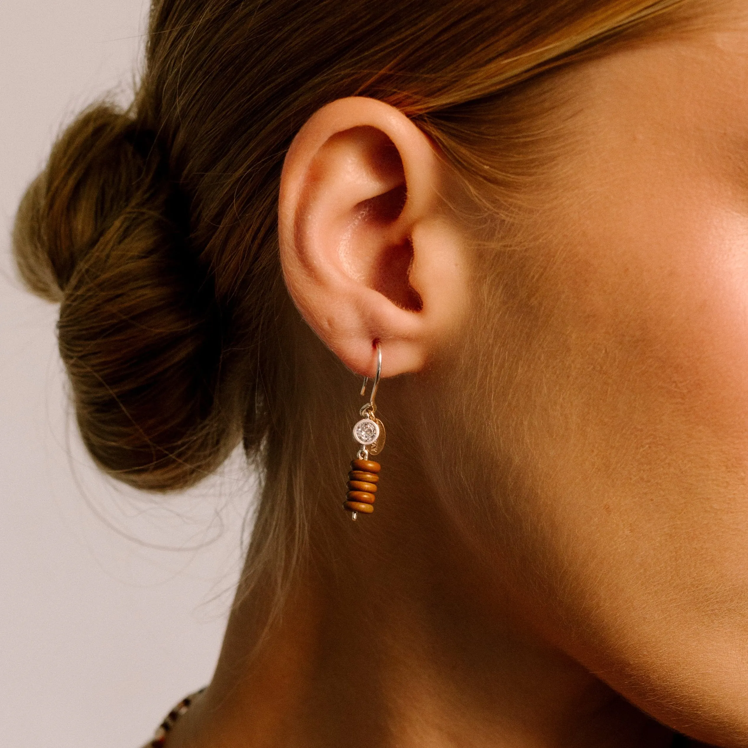 Zircon Earrings #2 (30mm) - Jasper & Zircon