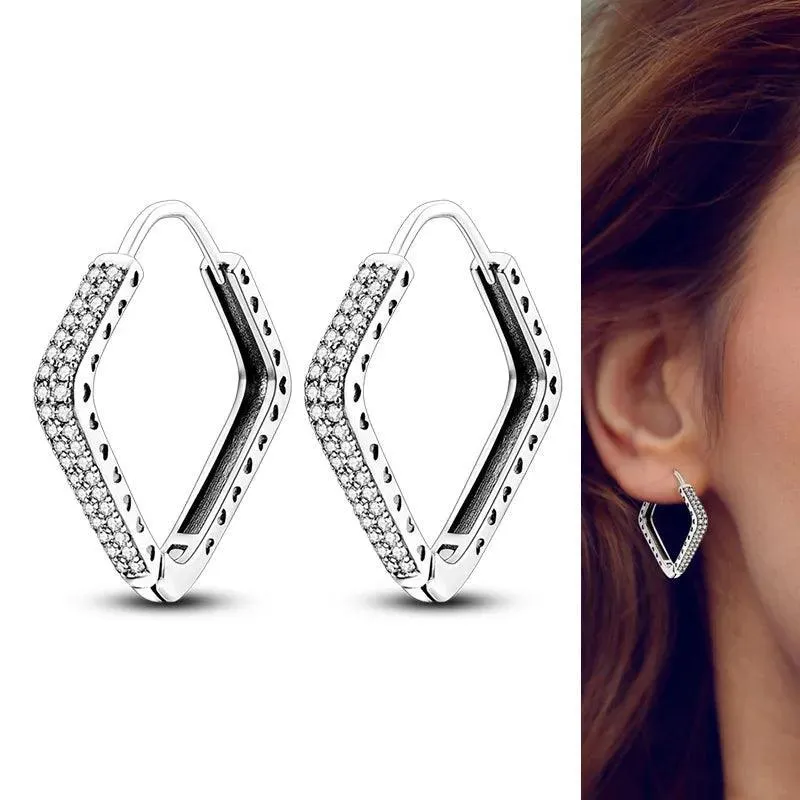 Zircon Heart Shaped Silver Earrings: Elegant Gift for Women’s Special Occasions